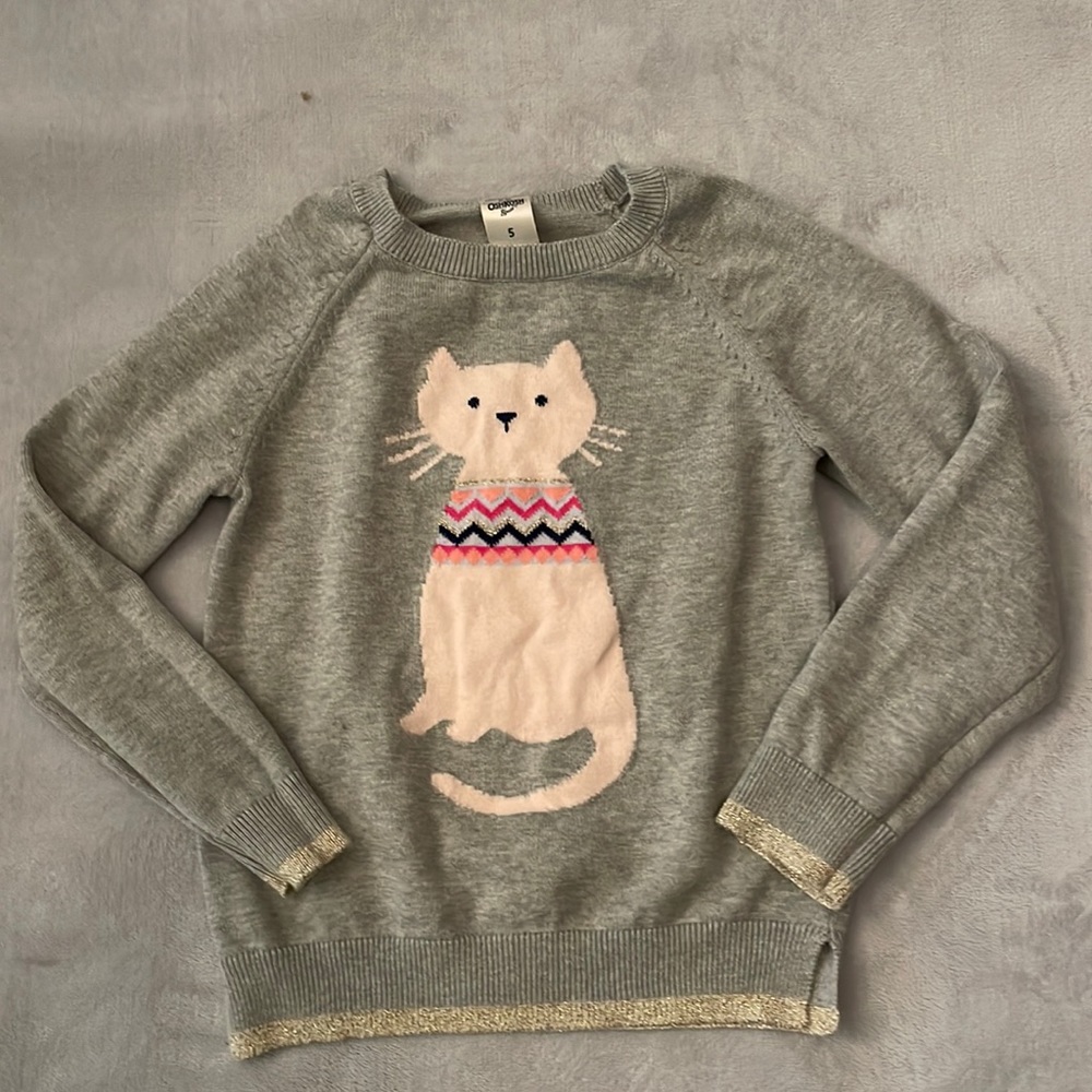 OshKosh B’gosh Cat Sweater with Sparkles Size 5
